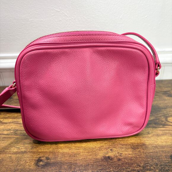 Talbots Crossbody Bag Purse Pink Pebbled Leather Small Spring Summer Classic - Picture 2 of 13